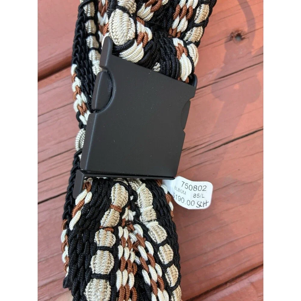 Dorothee Schumacher Black Cream Brown Braided Wide Belt Stretch | Made In Italy - Picture 2 of 5